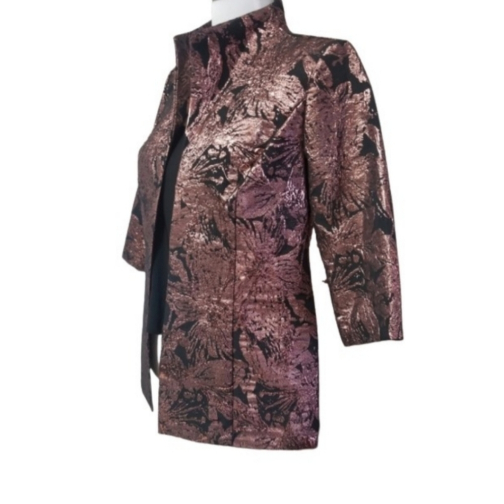 🆕️⬇️🎉HOST PICK🎉 Alex Evenings Floral Metallic Jacquard Stand Collar Twinset - Picture 5 of 9